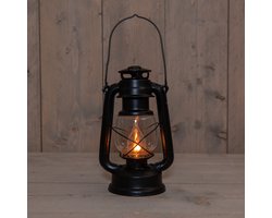 Anna's Collection Solar stormlantaarn - zwart - 15 x 25 cm - metaal - vlameffect - stormlamp - tuinverlichting - zonne-energie lantaarn