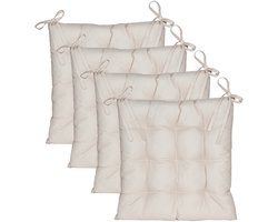Anna's collection Stoelkussen gewatteerd - 4x - zand/beige - 38 x 38 cm - binnen/buiten - zitkussens - tuinkussens