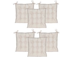 Anna's collection Stoelkussen gewatteerd - 6x - zand/beige - 38 x 38 cm - binnen/buiten - zitkussens - tuinkussens