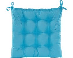Anna's collection Stoelkussen gewatteerd - licht blauw - 38 x 38 cm - binnen/buiten