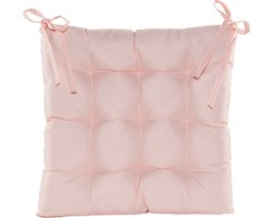 Anna's collection Stoelkussen gewatteerd - licht roze - 38 x 38 cm - binnen/buiten
