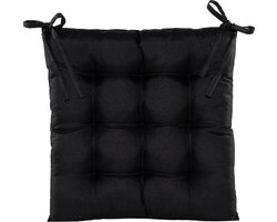 Anna's collection Stoelkussen gewatteerd - zwart - 38 x 38 cm - binnen/buiten