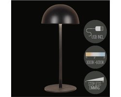 Anna's Collection tafellamp USB zwart LED oplaadbaar dimbaar 9,5x22cm.