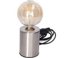 Anna's Collection Tafellamp Zilver - 7.5 x 7.5 x 10 cm - inclusief Retro LED lamp