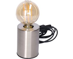 Anna's Collection Tafellamp Zilver - 7.5 x 7.5 x 10 cm - inclusief Retro LED lamp