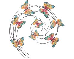 Anna's Collection Tuindecoratie vlinders - 3D - gekleurd - 60 cm - muur/schutting decoratie - tuinvlinders - muurvlinders