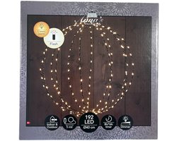 Anna's Collection Verlichte kerstbal hangdecoratie - D40 cm - 129 led - 24 flash lampjes - warm wit - metaal - verlichte bol decoratie