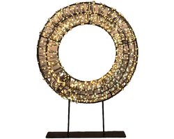 Anna's Collection Verlichte krans/decoratie ring - metaal - warm wit licht - D28 cm - 800 micro led lampjes - kerstverlichting kerstkrans