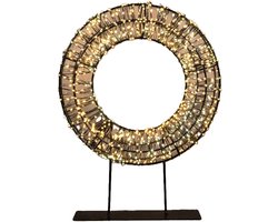 Anna's Collection Verlichte krans/decoratie ring - metaal - warm wit licht - D36 cm - 1200 micro led
