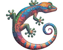 Anna's Collection Wanddecoratie Gecko hagedis - kleurenmix - 40 x 41 cm - metaal - muur/schutting/tuin - buiten - tuinbeelden van dieren