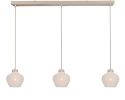 Anne Lighting - hanglamp - Travino - crème - linnen metaal steen - grote eettafellamp - E27 - 4599CR