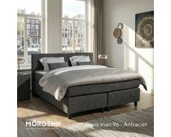 Anno 1588 - Boxspring Amsterdam - Pocketvering - Antraciet - 90x210 cm - Inclusief Dekbed en Kussens