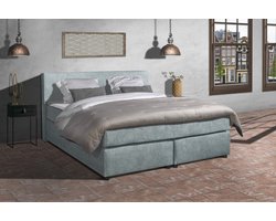 Anno 1588 - Boxspring Amsterdam - Pocketvering - IJsblauw - 200x200 cm - Inclusief Dekbed en Kussens - Kingsize Bed