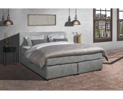 Anno 1588 - Boxspring Amsterdam - Pocketvering - Lichtgrijs - 120x200 cm - Inclusief Dekbed en Kussens - Twijfelaar Boxspring