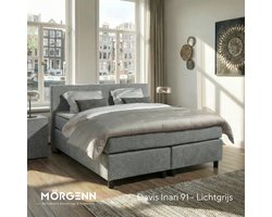 Anno 1588 - Boxspring Amsterdam - Pocketvering - Lichtgrijs - 180x210 cm - Inclusief Dekbed en Kussens