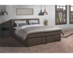 Anno 1588 - Boxspring Amsterdam - Pocketvering - Notenbruin - 160x200 cm - Inclusief Dekbed en Kussens