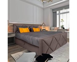 Anno 1588 - Boxspring Santiago - Boxspring met opbergruimte - Pocketvering - Notenbruin - 160x200 cm - Inclusief Dekbed en Kussens