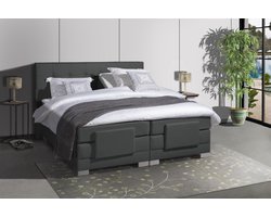 Anno 1588 - Elektrische Boxspring LUXA - Pocketvering - Luxe Topper - Antraciet - Boxspring 180x200 - Inclusief Montage + Dekbed en Kussens