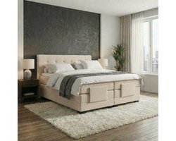 Anno 1588 Elektrische Boxspring LUXA - Pocketvering - Luxe Topper - Beige - 180x200 cm - Inclusief Montage + Dekbed en Kussens