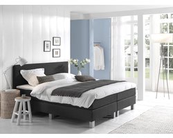 Anno 1588 VEDO Boxspringset - 180x200 - Pocketvering - Zwart Lederlook - Gratis bezorging