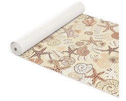 ANRO Badmat, zacht schuim, mat, antislip, badloper, schelpen, beige, 100 x 65 cm