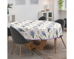 ANRO Tafelkleed Lavendel Paars Rond Ø140cm Met sierband Afwasbaar Waterafstotend Binnen & Buiten
