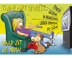 Ansichtkaart 2000 stuks TIJDJE NIET GEWEEST... WAAR ZIT JE NOU? Luie stoel - Fitness