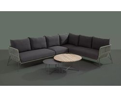 Antara modular 2 seater bench Webbing Green left arm with 3 cushions