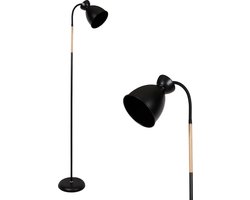 ANTEN Ijzeren Vloerlamp Zwart - Ovale lampenkap - E27 Lamphouder MAX60W - 2 meter stekker kabel -drukknopschakelaar - Zonder lamp