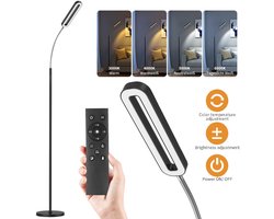 ANTEN LED Vloerlamp Met leeslampje Zwart - Staande Lamp met Dimmer - Vloerlamp woonkamer - 12W 550 lumen 3000K-6000K mit Afstandsbediening