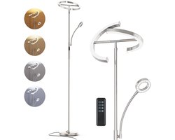 ANTEN LED vloerlamp - Moderne Dimbare LED Vloerlamp - 2lights - Chroom - LED lamp met afstandsbediening - Woonkamer | Slaapkamer | Keuken