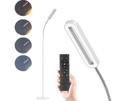 ANTEN LED Vloerlamp wit - Staande Lamp met Leeslamp - 12W 550 lumen - met Afstandsbediening - Staanlamp Woonkamer Kantoor - Dimbaar