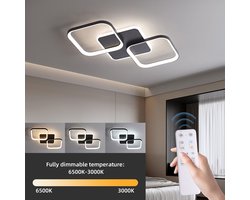 ANTENLICHT LED Plafondlamp - Plafonniére Zwart - 2 LED Plafondlampen - Woonkamer Lamp - Dimbaar - Met Afstandsbediening - 3000K-6500K - 4500LM - 40W