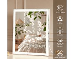 ANTENLICHT Make Up Spiegel met LED Verlichting - 10x Vergroting - Vergrootspiegel met Licht - Dimbaar - Draaibaar - USB-COplaadbaar - Scheerspiegel - 30x25CM - Wit