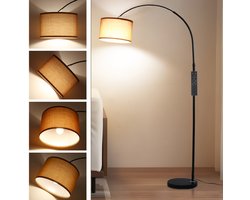 ANTENLICHT Moderne Vloerlamp - Staande Lamp met Beige kap - 1 Lichts 9W - Dimmer 3000K-6000K 860LM - Zwart - Woonkamer - Slaapkamer - Met Afstandsbediening & Voetschakelaar