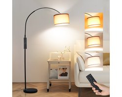 ANTENLICHT Moderne Vloerlamp Zwart - Staande Lamp Met Bruin Kap - 1 lichts 9W - 3000K-6000K 860LM - H 165 -180cm - Naturel - Woonkamer - Slaapkamer - Met Afstandsbediening & Voetschakelaar