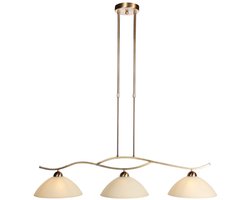 Anthea 4326BR – klassieke hanglamp met drie amberkleurige glazen, hoogte instelbaar, brons, geschikt voor binnen, Steinhauer