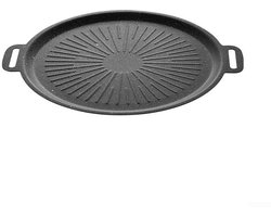 Anti-aanbak stenen grillpan, gietijzeren barbecueplaat voor binnen met gelijkmatige warmteverdeling voor kamperen, BBQ, picknick, thuis koken - 30 cm