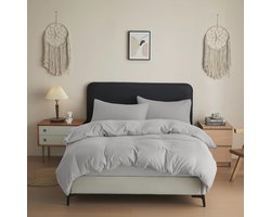 Anti-allergie Microvezel Dekbedovertrek en Kussensloop Set - Zilver