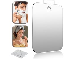 Anti-Douchespiegel - Onbreekbare douchespiegel - Douche Spiegel Scheren - frameloze acrylspiegel - make-upspiegel voor aan de muur - met haken - condens scheerspiegel - voor Douche Campingspiegel Bad Hangspiegel - 20 x 25 cm - Zilver