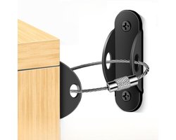 Anti-kantelriemen voor meubels - 10 stuks - Metalen anti-kantelriemen voor meubels - Vaste riemenset - Muurbevestiging - Kindveiligheid - Beschermt peuters en huisdieren tegen vallende meubels - Zwart