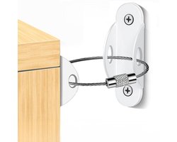 Anti-kantelriemen voor meubels - 10 stuks - Metalen anti-kantelriemen voor meubels - Vaste riemenset - Muurbevestiging - Kindveiligheid - Beschermt peuters en huisdieren tegen vallende meubels - Wit