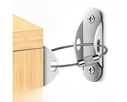 Anti-kantelriemen voor meubels - 10 stuks - Metalen anti-kantelriemen voor meubels - Vaste riemenset - Muurbevestiging - Kindveiligheid - Beschermt peuters en huisdieren tegen vallende meubels - Zilver