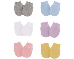 Anti Krabwanten Newborn - Baby Krabwantjes Meisjes - Zachte Katoen Wanten voor Pasgeborenen tot 6 Maanden - 6 Paren - Thuis & Buitenspel - Meerdere Kleuren