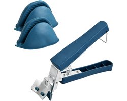 Anti-scald hot plates gripper - kooktang - roestvrij staal - komclip met siliconen ovenwanten - hittebestendig voor keuken - koken - air fryer - magnetron