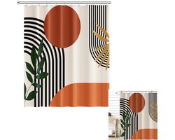 Anti-schimmel douchegordijn - abstracte bohemien badgordijnen - waterdichte - wasbare - stof polyester badkamergordijnen - met 12 haken - Douchegordijn - Shower Curtain - badgordijn - badkamergordijn - 180x200cm - badkameraccessoires - oranje