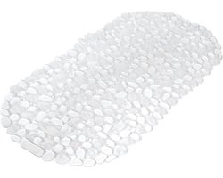 Anti-slip badmat transparant 36 x 69 cm ovaal - Pebbles kiezels/kiezelstenen patroon - Badkuip mat - Schimmelbestendig