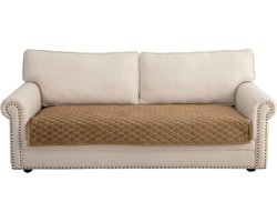 Anti-slip bankhoes voor L-vorm chaise longue hoekbank - 3-zits & 2-zits hoezen - woonkamer stoel honden huisdieren - koffiebruin - 90 x 240 cm hoekbank overtrek