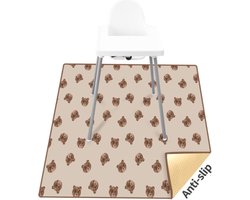 Anti-slip Knoeimat Baby - Beertjes - Waterproof Mat voor onder de kinderstoel - Eten - Verven - Waterbestendig - 110x110 cm