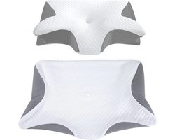 Anti snurk kussen - Voor iedere slaaphouding - 60x40 cm - Hoofdkussen - Apneu - Ergonomisch & orthopedisch - Slaap - Vlinder - Kussen - Nekklachten - Memory foam - wit - Alyze